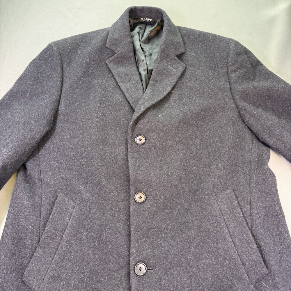 JOS A BANK Men's Black 100% Wool Overcoat Trench Jacket Business 40 S
